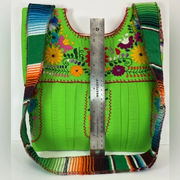 Handmade upcycled Mexican embroidered crossbody purse bag - Picture 5 of 6